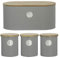 Typhoon Living Grey Tea Coffee Sugar Storage Canister and Bread Bin Set with Bamboo Lids