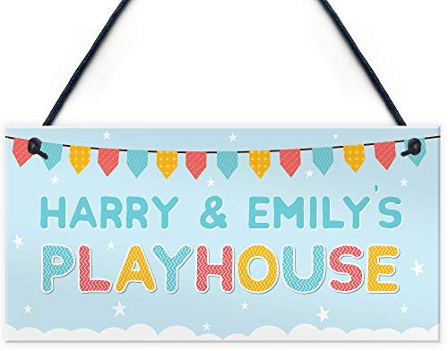 Red Ocean PERSONALISED Playhouse Hanging Sign Playroom Childrens Den Bedroom Nursery Sign Decorations