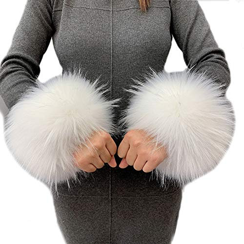 Asudaro Winter Warme Wrist Band Cuffs Wärmer Handschuhe Fell Pelz Stulpen Armstulpen Manschetten Fellstulpen Pulswärmer Faux Pulswärmer Manschetten für Damen Mädchen