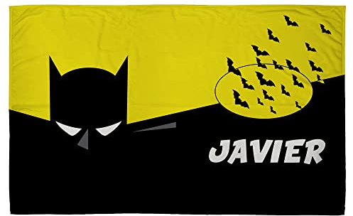 LolaPix Decke Personalisiert mit Namen. Personalisierte Fotogeschenke. 120x190cm. Verschiedene Designs. Einseitig personalisierte Decken. Weiche Decke. Superhero. Batman