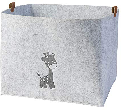 luxdag Aufbewahrungskorb aus Filz (Größe & Motiv wählbar) - Aufbewahrungsbox für Spielsachen - Kinderzimmer Spielkiste faltbar - Korb mit PU Ledergriffen