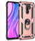 Joytag kompatibel Coque Xiaomi Redmi 9,Etui + Film de Verre trempé magnétique Support Armure Robuste Antichoc Silicone TPU 360 degré Cas de téléphone de Voiture Bumper-Or Rose