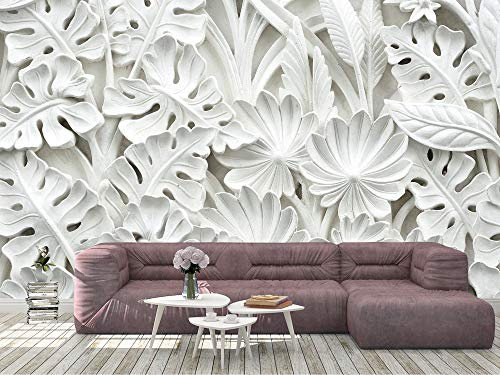 Oedim Fotomural Vinilo Para Pared Flores Blancas 3D | Mural | Fotomural Vinilo Decorativo |350 x 250 cm | Decoración comedores, salones, habitaciones
