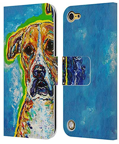 Head Case Designs Offiziell Zugelassen Mad Dog Art Gallery Boxer Hunde 5 Leder Brieftaschen Handyhülle Hülle Huelle kompatibel mit Apple iPod Touch 5G 5th Gen