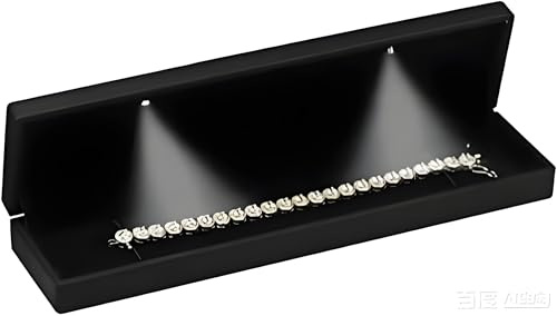 Black Bracelet Necklace Chain Jewelry Box with Three LED Lights