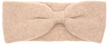 Zwillingsherz Stirnband aus 100% Kaschmir - Hochwertiges Kopfband im Uni Design für Damen Frauen Mädchen - Wolle - Haarband – warm und weich perfekt für Frühjahr Herbst Winter - beige