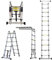 Aluminium Teleskopleiter 3,8 Meter(1,9+1,9m) gemäß Zertifizierung EN 131, sehr robust gebaut, Belastbarkeit bis zu 150kg, mit Softclose-System und Querträger