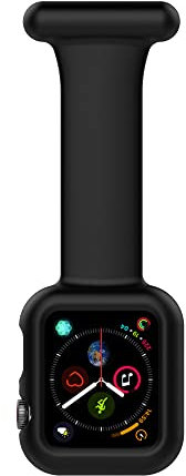 Makzib Fob for Apple Watch for Nurses Doctors Healthcare Paramedics, Silicone Pin Fob, 2 in 1 Infection Control Design Compatible with iwatch Series 7, 6, SE,5,4,3,2,1 (38/40/41mm, Black)