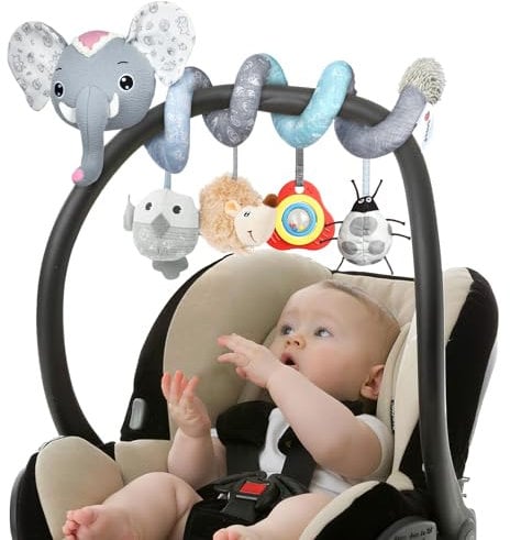 Vicloon Activity-Spirale Spielzeug,Kinderwagen Spielzeug, Aufhängen an Babyschale oder Kinderbett, Reise Aktivität Spielzeug, Für Babys und Kleinkindern ab 0+ Monaten -Süßer Elefant