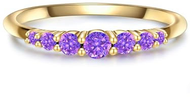 GLANZSTÜCKE MÜNCHEN Damen Ring 925/- Sterling Silber gelbvergoldet mit Amethyst lila - Edelsteinring Memoirering Gelbgold