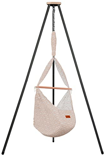 SCHMUSEWOLKE Federwiege - Set mit Tipi-Gestell in Anthrazit - Hängematte für Babys und Kleinkinder ab Geburt bis 3 Jahre - Bio-Baumwolle - Clouds Buttercup