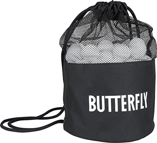 Butterfly Tischtennisballtasche inkl. 100 Tischtennisbälle | für weites Zubehör | Aufbewahrungsbeutel für Schläger, Bälle und Zubehör | Farbe schwarz