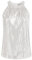 Damen Party Pailletten Bluse Loose Fit Tops Elegant Ärmellose Neckholder Oberteile Silber Weiß S CL1792A22-11