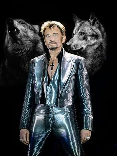 XUNLVE Johnny Hallyday 5D Diamond Painting Kits Diamant Broderie Point De Croix Mosaïque Puzzle Salon Chambre Décor À La Maison,a72,80x105cm