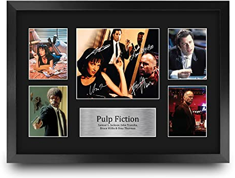 HWC Trading FR A3 Pulp Fiction Geschenke Geducktes Signiertes Autogramm Präsentationsdisplay für Fans von Film Memorabilien - A3 Gerahmt