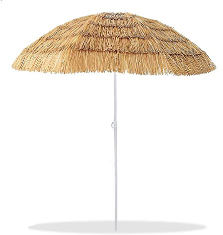 JUANIO Sombrilla de Playa Plegable en Cáscara de Coco + Bolsa, Sombrilla de Exterior con Protección UV, la Terraza o el Jardín - Diámetro 180 x Altura 195 cm