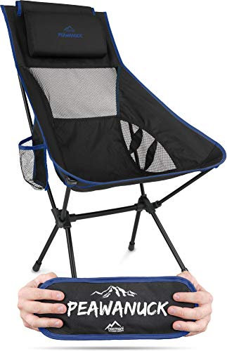 Ultraleichter klappbarer Campingstuhl mit Langer Rückenlehne und Kissen Outdoorstuhl Strandstuhl Reisestuhl Anglerstuhl - nur 995g! Traglast 150kg (330 lbs) Farbe Navy