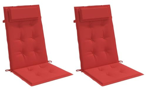 vidaXL Hochlehner Auflage 2 STK., Sitzkissen für Gartenmöbel Hocker Ottomanen, Wasserabweisendes Sitzpolster, Sitzauflage Stuhlauflage, Rot Oxford Gewebe