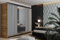 KIER FURNITURE Mehrzweckschrank Malani 200 Schiebetürenschrank - Eleganter Kleiderschrank Schrank Garderobe Spiegel - Wohnzimmerschrank Schiebetüren - Eiche Craft Golden + Weiß 200x205x59 cm