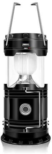 DIBMS Solar-Camping-Laterne, zusammenklappbare LED-Solar-USB-wiederaufladbare Laterne, Taschenlampe, Notfall-Hängeleuchten für Camping, Hurrikane, Stromausfälle, drinnen und draußen