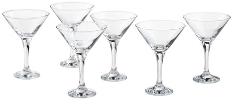 NEW YORK di Q.b. by MOPITA, Set 6 Coppe Martini in Vetro Trasparente, Bicchieri Vino con Capacità 175 ml, Linea Squadrata dal Design Contemporaneo e Elegante, Lavabile in Lavastoviglie, 6 Pezzi