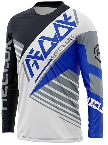 Men's Cycling Jersey， Mountain Bike Motocross Jersey Long Sleeve MTB T-Shirt Downhill Cycling Jersey，Atmungsaktiv Feuchtigkeitstransport Radtrikot (L,TYP-9)