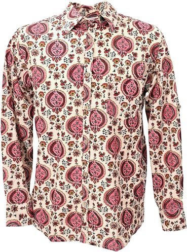 GURU SHOP Bedrucktes Hemd, Freizeithemd, Baumwollhemd - Pink/Rose, Herren, Size:XL