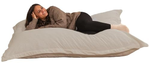 bananair - Sitzsack XXL aus Cordstoff für Kinder und Erwachsene, Weich und Bequem, Maschinenwaschbarer Bezug - Sitzsack mit Füllung, Giant Bean Bag, Puff, Bodensofa (180x140 cm, Hellgrau)