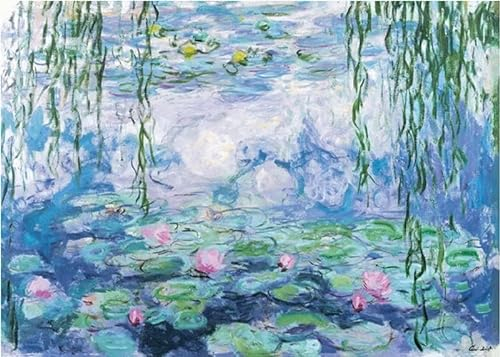 Jigsaw Puzzles 1000 Pieces Waterlilies in Blossom 1000 Piece Puzzle for Adults Pink Peach Tree Oil Painting Puzzle 1000 Pieces Reduced Pressure Gift Classic Art Puzzles from Monet