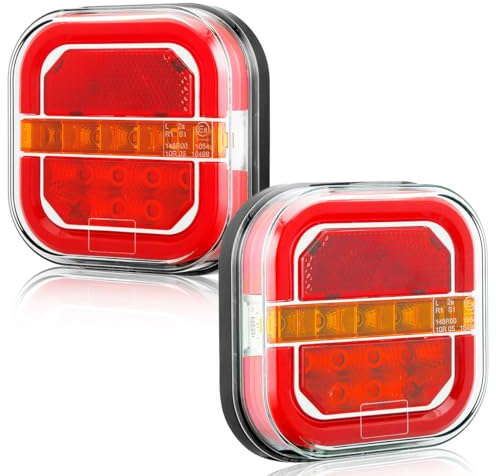 ETUKER 2x Anhänger Rückleuchten Led 5Funktion 12v24v Wasserdicht ECE R10 EMC Anhänger Rücklicht für PKW Traktor Landwirtschaftliches KFZ Caravan