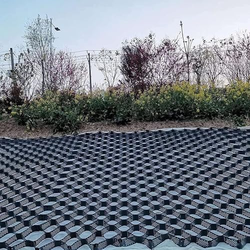 BUNIQ Garten-Stützmauer-Gitter-Stabilisator, Hanggitter, 5,1 cm Geogitter, Bodengitter, Pflasterstein, Auffahrt, Gehwege/Waben-Boden-Kies-Stabilisator (Size : 2m x 6m (6.5FT x 19.5FT))