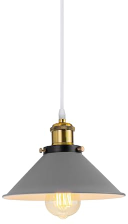 Pendelleuchte 3 Flammige Hängeleuchte Vintage Industrielle Hängelampe E27 Deckenleuchte Retro Design Lampenschirm 220mm Edison Lampe für Küche Esszimmer Schlafzimmer Flur (Grau-P-1)