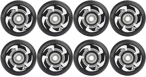 NBTRXWAFR Inlineskate-Rollen Rollschuh-Bremsrad Mit ABEC-9-Kugellagern, 72 Mm, 76 Mm, 80 Mm, 90 A, Hockey 8 Stück,Schwarz,76mm