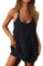 CLOUSPO Sommerkleid Damen T-Shirt Strandkleid Tenniskleid Golf Trainingskleid Träger Lässiger Ärmellos Kurz Kleid mit Eingebaute jumpsuit mit Spagettiträger mit Große Taschen BLACK S