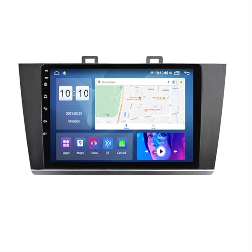 Android 12 Autoradio Mit Navi 2 Din 9 Zoll Touchscreen Autoradio Für Subaru Legacy Outback 2015-2018 Mit Carplay Android Auto,mit RDS Bluetooth FM AM Lenkradsteuerung Rückfahrkamera(Color:M500 8+128G)