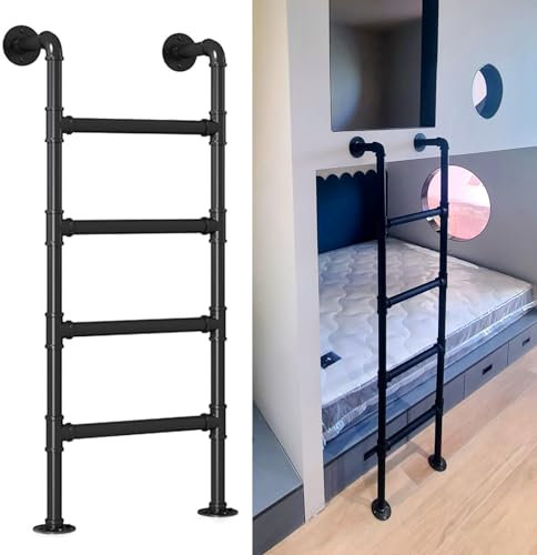 Scala in Metallo Montata a Parete per Letto a Castello Finestra nel Seminterrato Bene Scala di Uscita per Arrampicata Sicura, Scala per Soppalco in Ferro Battuto Nero per Dormitorio Garage Biblioteca(