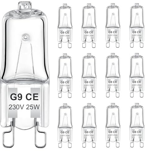 AUZOSL G9 Halogen Leuchtmittel, 33W, 230V, Energiesparend, Dimmbar, 440lm, Warmweiß 2700K, für Backofen, Mikrowelle, Herd, 12 Stück