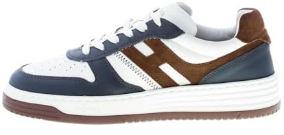 Hogan Uomo H630 Sneaker in Pelle Bianco più Blu e Marrone Color Bianco Size 41 EU (UK 7)