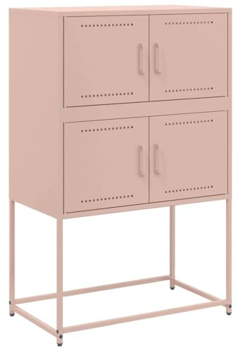 vidaXL Sideboard, Kommode mit Stauraum Tür, Beistellschrank für Wohnzimmer Schlafzimmer, Anrichte Highboard, Industrie-Stil, Rosa Stahl