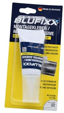 BLUFIXX Montagekleber für Innen & Außen - hohe Klebekraft, wasserfest - 60g Tube