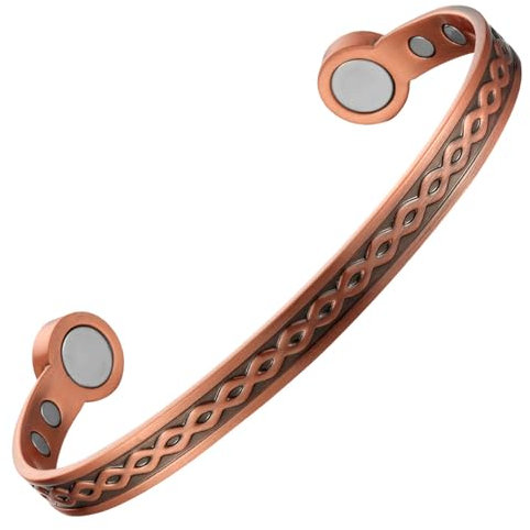 MagEnergy Kupfer-Armband für Männer und Frauen Massiv Reines Kupfer Manschettenarmband 3500 Gauss Starke Neodym Magnete Verstellbarer Schmuck