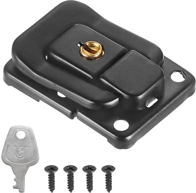 PATIKIL Suitcase Lock Hasp 1.6 x 1.10,1Pcs Iron Toggle Catch Lock with Keys/Screws Latch Clasp for Jewelry Box Wooden Case Toolbox, Black