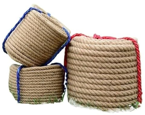 Natürliches Seil, natürliches Seil. Basteln und Gartenbau Dickes Seil natürliches dickes Juteseil gedrehtes 4-strängiges Faser-Hanfseil for Geländer, Docks, Tauziehen, Klettern, Dekorieren(20MM 5M)