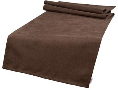 beties Farbton-Serie XL Tischläufer ca. 40x220 cm Premium Uni Tischband aus deutschem Unternehmen, Chenille-Haptik in Raumausstatter Qualität - kaffeebohne-braun