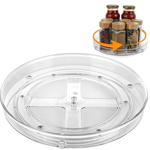 ASelected Drehteller Kühlschrank Drehteller Organizer Kühlschrank Organizer Lazy Susan 23,5 cm 360° Kühlschrank Drehplatte Gewürzhalter Drehplatte Durchsichtige für Öl Salz Gewürzflaschen