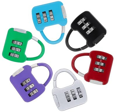 Amexo 6 Piezas Candado de Combinación Pequeño, Candados de Seguridad de 3 Dígito, Candado con Código Numérico para Equipaje, Mini Candado Reajustable para Viajes, Maletas, Mochilas