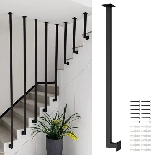 Kit de soportes para barandillas de escaleras de hierro forjado negro, barandillas de escaleras simples y modernas para decoración del hogar, barandillas de escalera para interiores y exteriores(30cm)