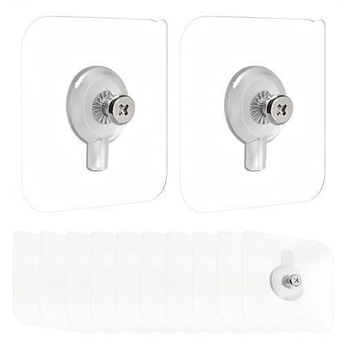 12 Pcs Adhesive Wall Hooks Self Picture Hooks No Nails Adhesive Wall Nail Transparent Adhesive Hooks Strong Adhesive Hooks Non-Trace Wall Picture Hooks for Wall Picture Home Bathroom Kitchen