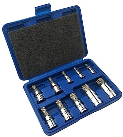 DOITOOL 10pcs Corners of Batch Triple Square Spline Bit Socket Set Point Dr Socket Driver Tool Kit