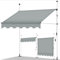 tillvex Toldo de sujeción de 350 cm, color gris claro con manivela para balcón, toldo sin agujeros, resistente a los rayos UV y altura regulable, protección solar impermeable